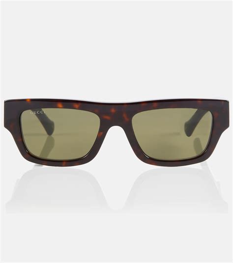 Web Stripe rectangular sunglasses in brown 